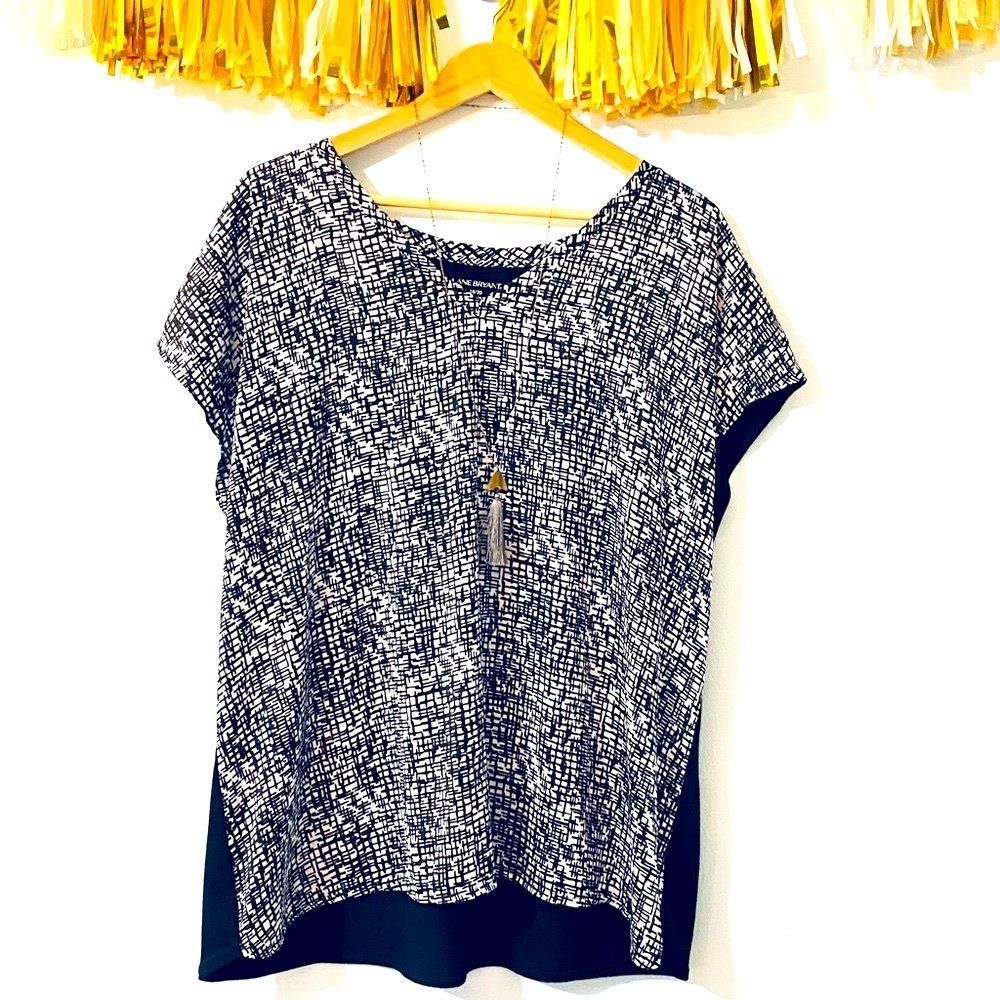 Lane Bryant Mixed Media Black and White Top